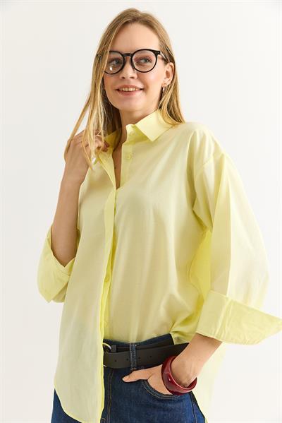 Oversize Basic Gömlek Sarı