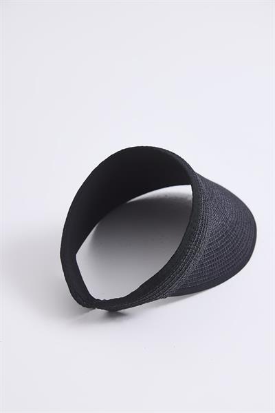 Uzun Siperlikli Kadın Hasır Vizör Şapka Siyah
