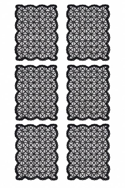 6lı Geometrik Desenlİ 40x28 Ölçülü Runner Siyah