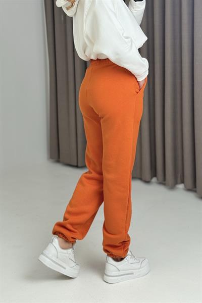 Üç İplik Şardonlu Kadın Eşofman Altı Turuncu