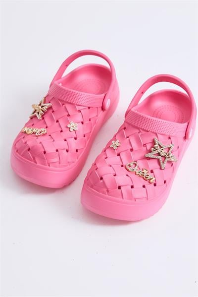 Masaj Tabanlı  Aksesuarlı Crocs Terlik Pembe