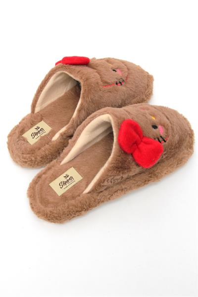 Hello Kitty Figürlü Kadın Ev Terliği Kahverengi