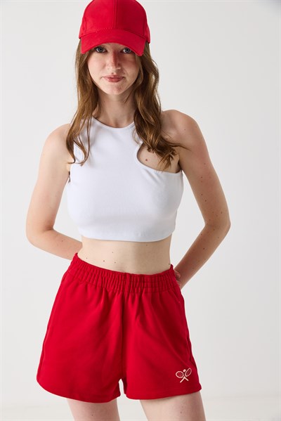 Kadın Göğüs Dekolte Kaşkorse Crop Bluz