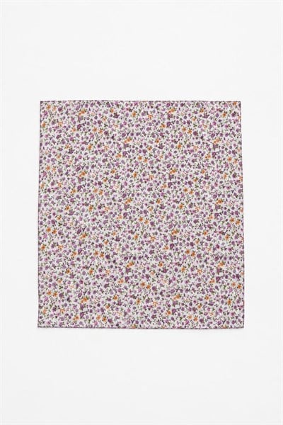 Çiçek Desenli Şifon 45X45 Ölçülü Fular Mor