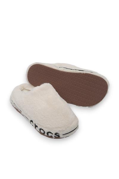 Kadın  İçi Yünlü Önü Kapalı Ekru Ev Terliği