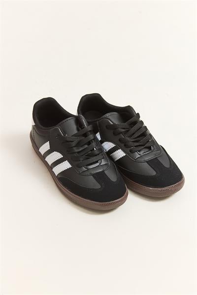 Üç Bant Samba Model Ayakkabı Siyah Beyaz