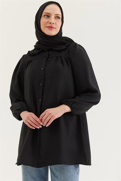 Bebe Yaka Gömlek Tunik Siyah