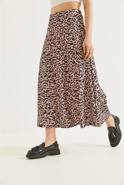 Leopar Desen Scuba Etek Kahve