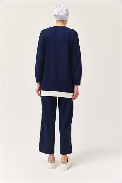 Metal Düğme Detay İkili Takım Lacivert