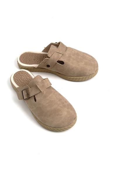 Kadın Önü Kapalı Tek Tokalı Vizon Terlik 