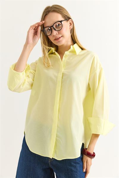 Oversize Basic Gömlek Sarı