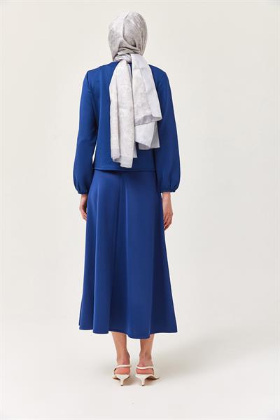 Önü Fiyonklu Etekli Scuba İkili Takım Lacivert