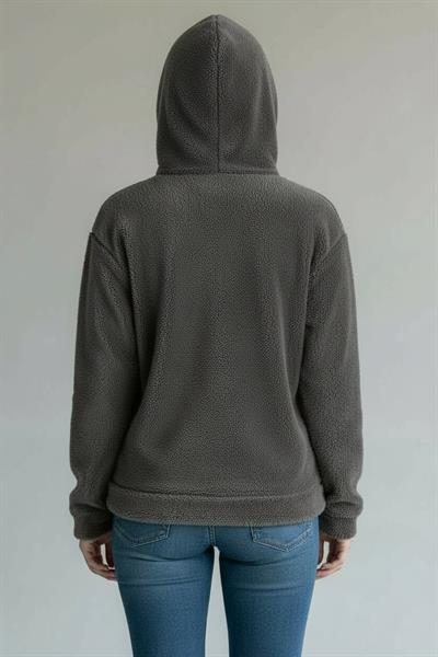 Kadın Kapüşonlu Welsoft Uzun Kollu Antrasit Sweatshirt