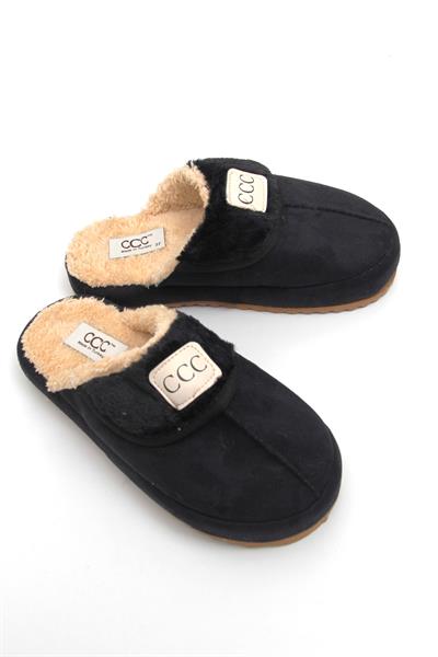 Kadın İçi Yünlü Kışlık Siyah Ev Terliği