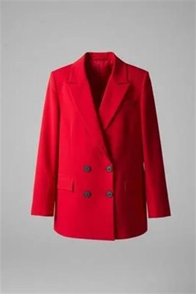 Kadın Kruvaze Yaka Blazer Ceket Kırmızı