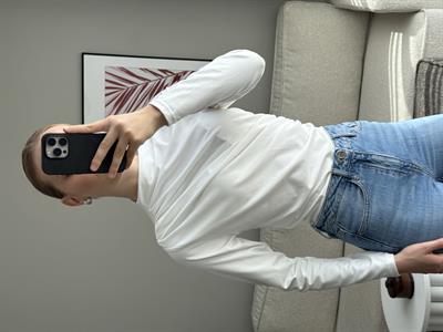  Balıkçı Yaka Drapeli Basic Bluz Beyaz