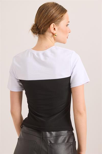 Büzgü Detaylı Straplez Görünümlü Premium Bluz	Siyah