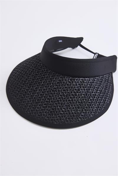 Kadın Hasır Vizör Şapka Siyah