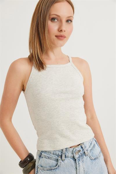 Askılı Kaşkorse Bluz Melanj