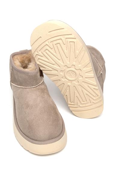 İçi Kürklü Süet Kadın Ayakkabı Gri