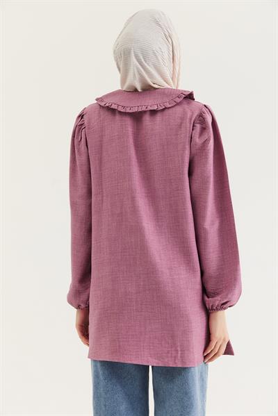 Bebe Yaka Gömlek Tunik Gül Kurusu