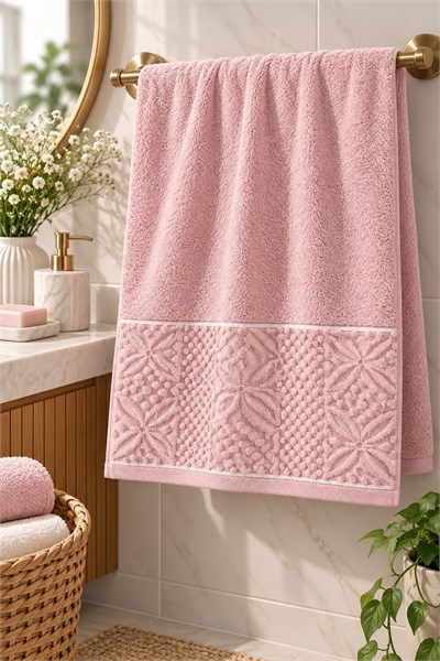 Desenli 85X50 Ölçülü El/Yüz Havlusu Pembe