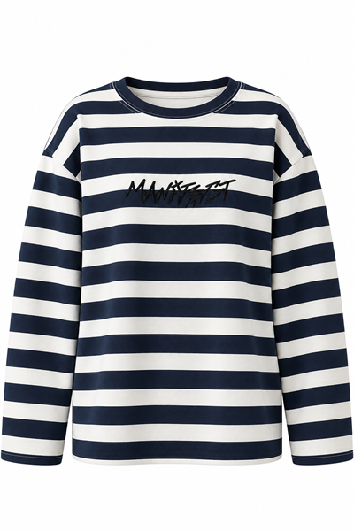 Kadın Bisiklet Yaka Oversize Sweatshirt Lacivert