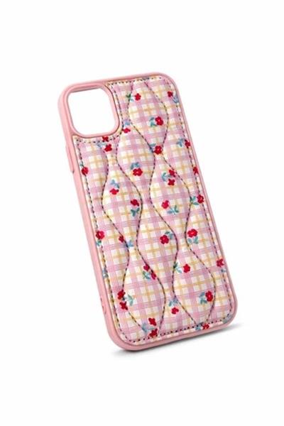 İphone 16 Pro Max Uyumlu Çiçek Desenli Kabartmalı Kılıf Kırmızı Pembe