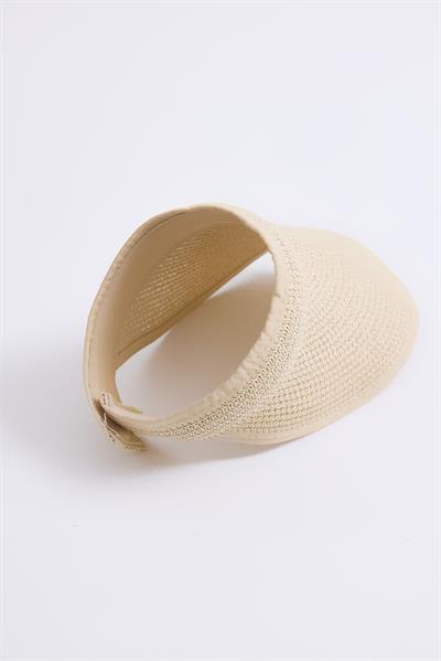 Uzun Siperlikli Kadın Hasır Vizör Şapka Bej