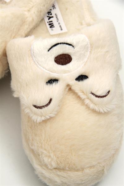 Peluş Model Önü Kapalı Ev Terliği Bej