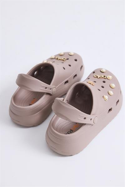 Yüksek Taban Crocs Terlik Vizon