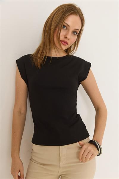 Sıfır Kol Soft Touch Esnek Viskon Bluz Siyah