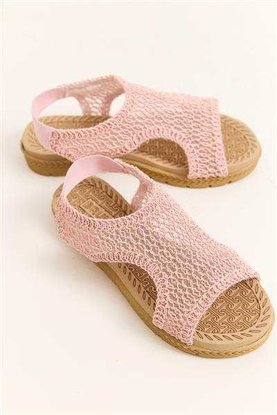 Örgü Model Kadın Sandalet Pembe