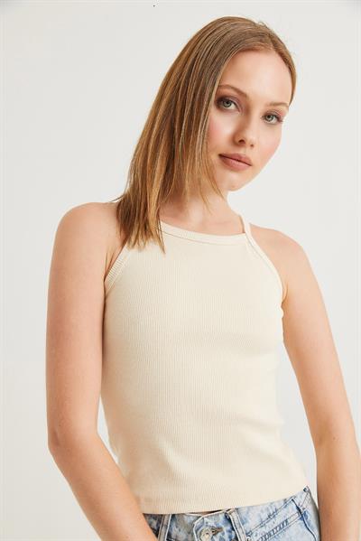 Askılı Kaşkorse Bluz Bej