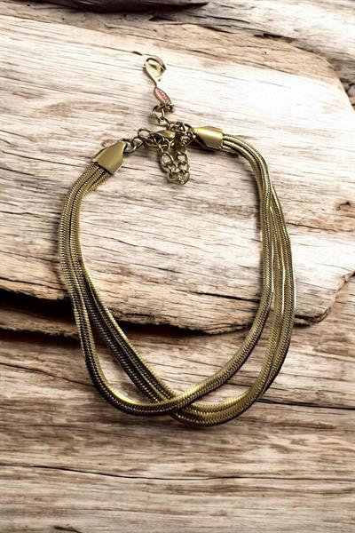 İtalayan Zincirli Üçlü Çelik Gold Bileklik