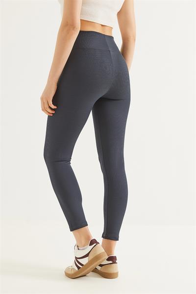 Yüksek Bel Fitilli Toparlayıcı Tayt Füme