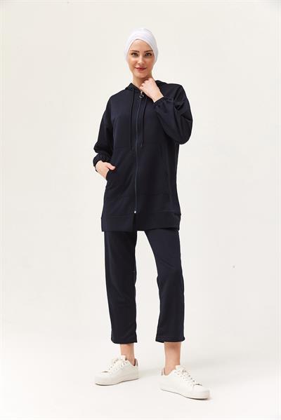 Kadın Kapüşonlu Fermuarlı İkili Takım Laci