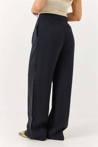 Kadın Yüksek Bel Dökümlü Pantolon Siyah