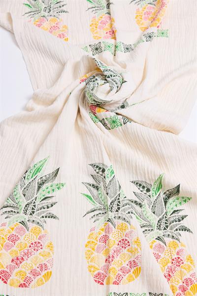 Müslin Pamuklu Plaj Havlusu Yeşil Sarı