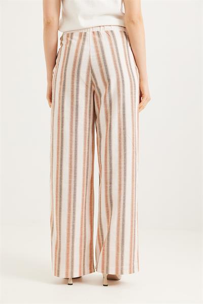 Beli Lastikli Rahat Kesim Keten Pantolon Kahverengi