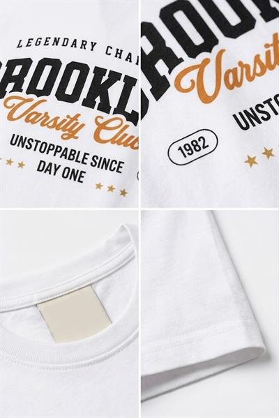 Kadın Bisiklet Yaka Kısa Kollu Tshirt Beyaz