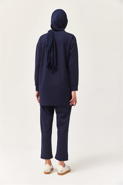Kadın Çapraz Çizgili İkili Takım Lacivert