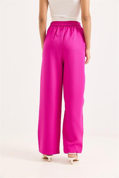 Yüksek Bel Bol Paça Pantalon Fuşya