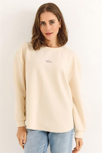Kadın Modal Kumaş Yazı Baskılı Sweat