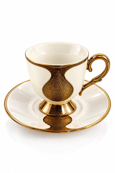 6lı Gold Damla Desenli Fincan Takımı Beyaz