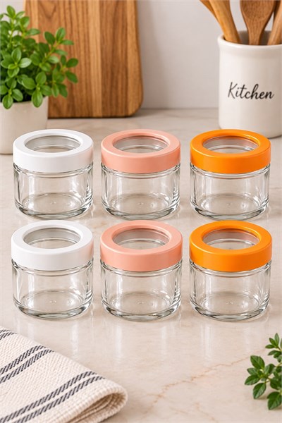 6 lı Kapaklı Baharat Takımı Şeffaf