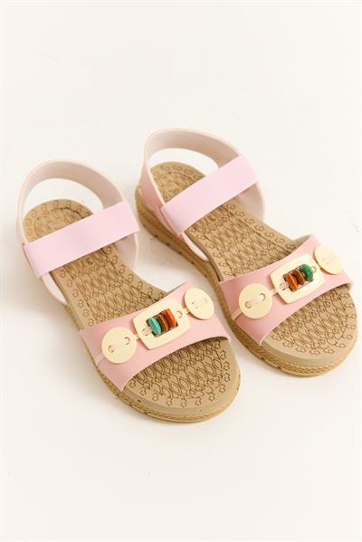 Tek Bantlı Aksesuarlı Sandalet Pembe