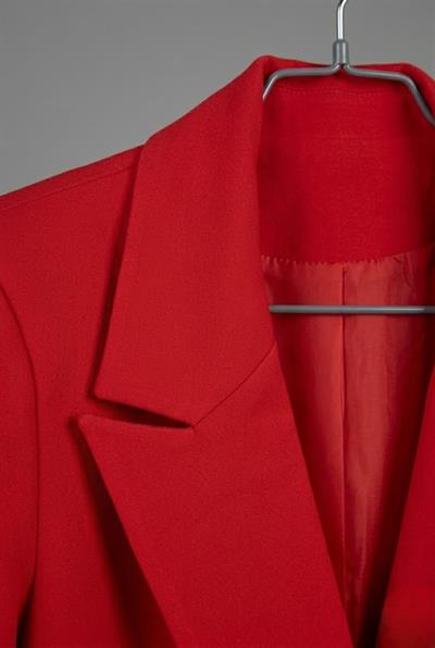 Kadın Kruvaze Yaka Çift Düğmeli Blazer Ceket Kırmızı