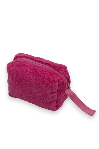 Kadın Peluş Makyaj Çantası Fuşya