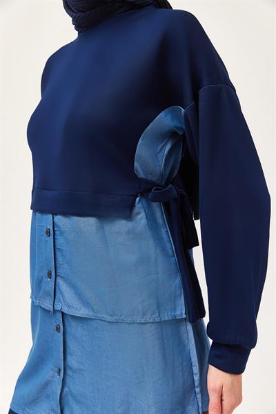 Kot Garnili Bağlamalı İkili Takım Lacivert
